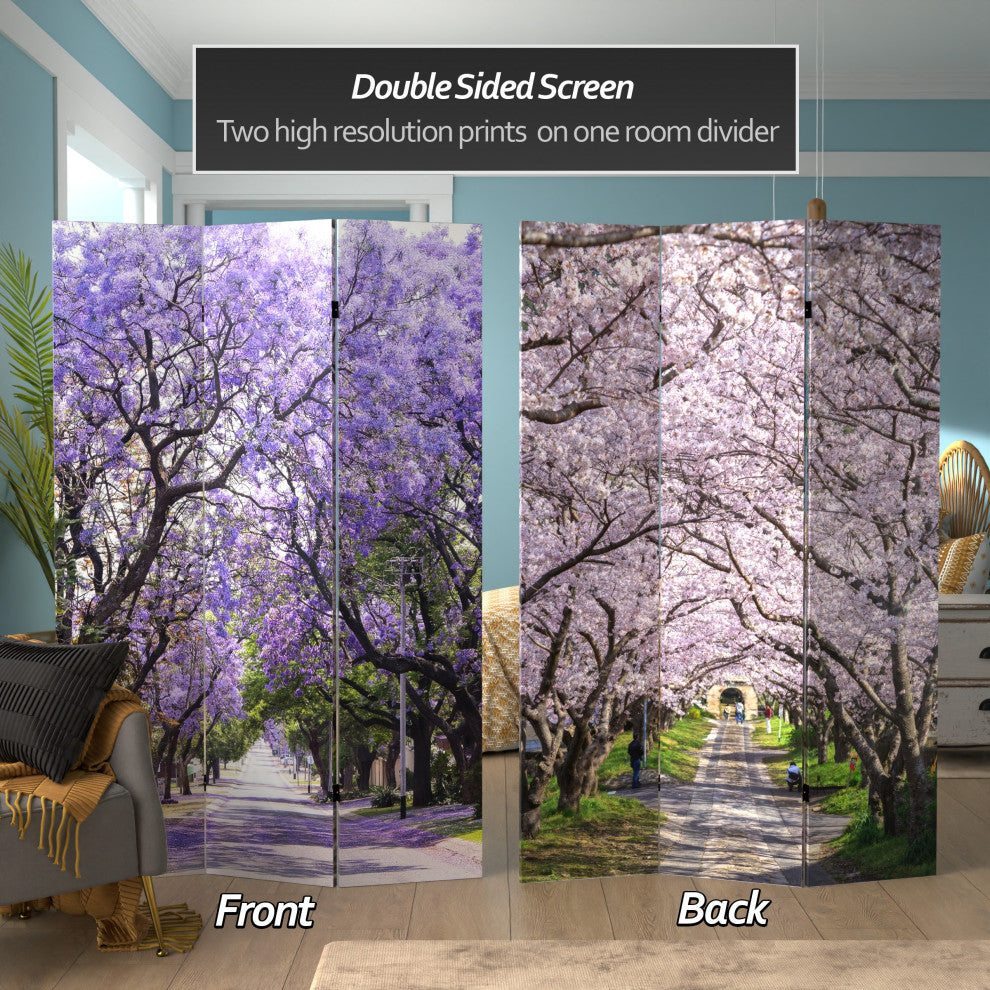 6' Tall Double Sided Lavender Road Canvas Room Divider