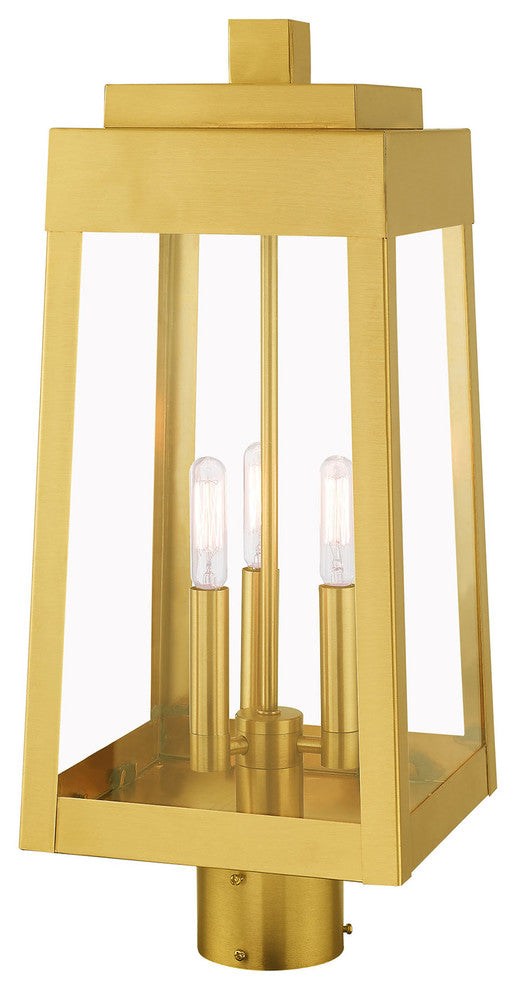 Livex Lighting Satin Brass 3-Light Outdoor Post Top Lantern