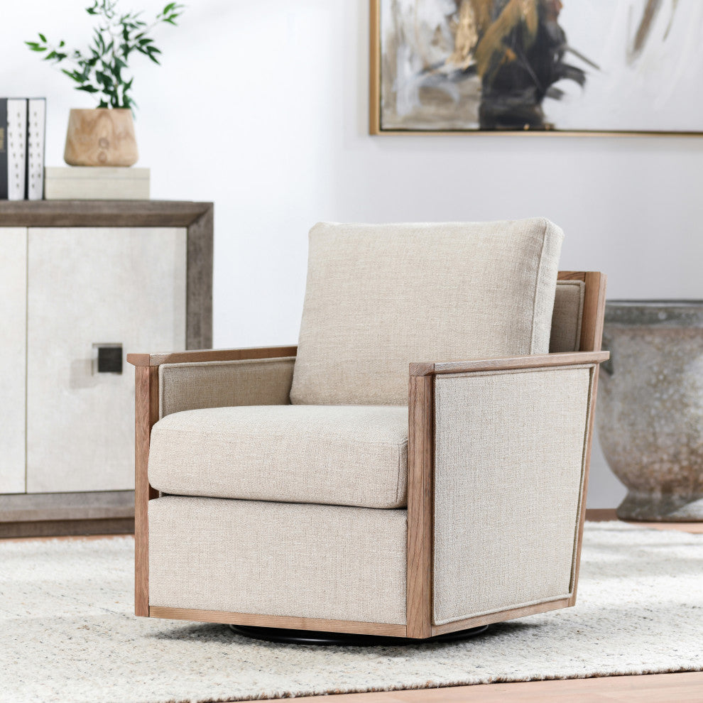Norman Swivel Accent Chair, Natural