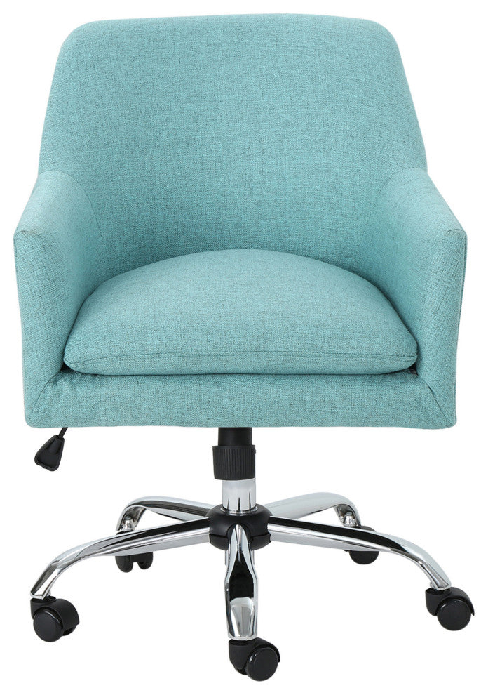 GDF Studio Morgan Mid Century Modern Fabric Home Office Chair With Chrome Base, Blue