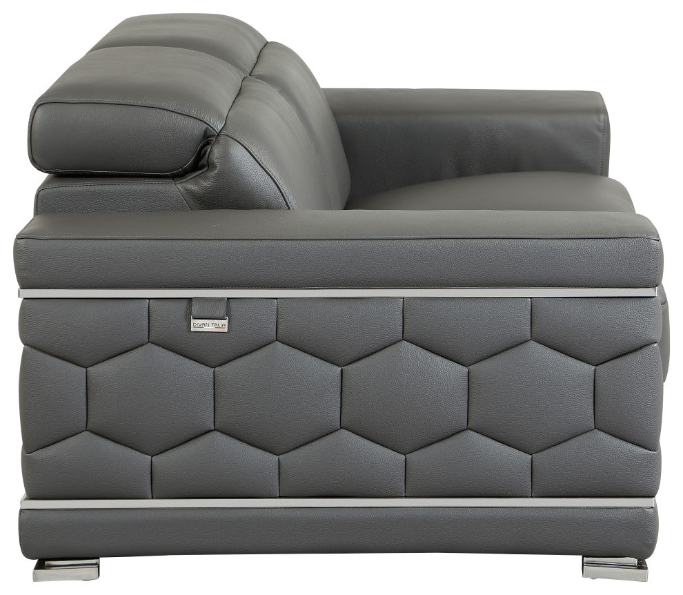 Rome Contemporary Genuine Italian Leather Armchair Dark Gray