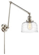 Bell Swing Arm With Switch, Polished Nickel, Clear Deco Swirl, Clear Deco Swirl