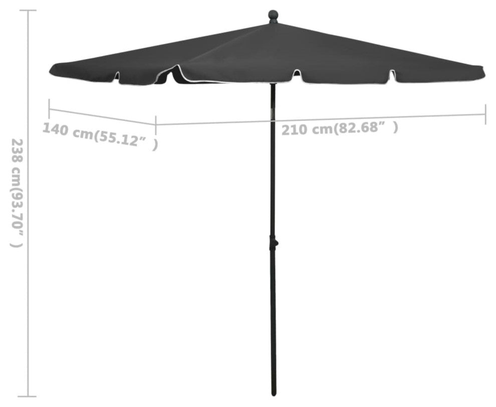 Vidaxl Garden Parasol With Pole 82.7"x55.1" Anthracite