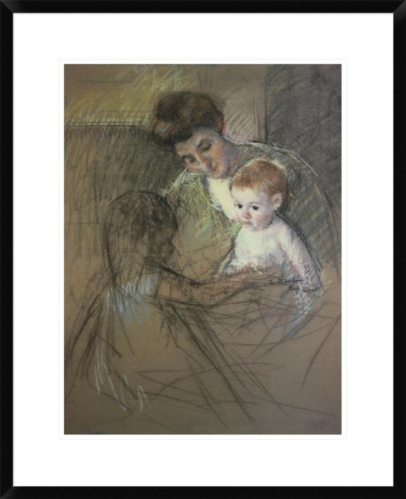 "Sketch For Mother And Daughter Looking At The Baby 1905" Artwork, 22.5" x 28"
