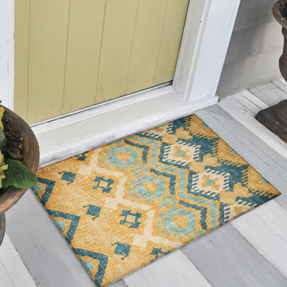 Indoor/Outdoor Sedona SN2 Marigold Machine Washable 1'8" x 2'6" Rug