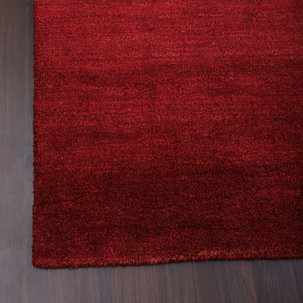 HAND KNOTTED LOOM SILK ECO-FRIENDLY AREA RUGS-Runner,Red Color,Solid Design, [Runner] 2'8"x10'