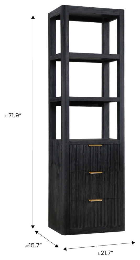 Cadiz Storage Cabinet for Bathroom, Kitchen and Living Room, Fir Wood Black, 22in.