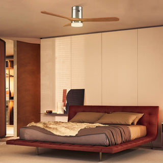 52" 3 Blades Solid Wood Ceiling Fan With Dimmable LED Light Kit and Remote