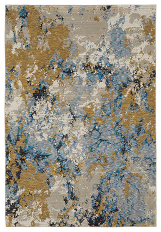 Elements Contemporary Abstract Blue/ Gold Area Rug, 3'3"x5'2"