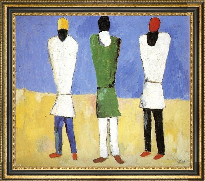 Kazimir Malevich Peasants - 16" x 20" Framed Premium Canvas Print