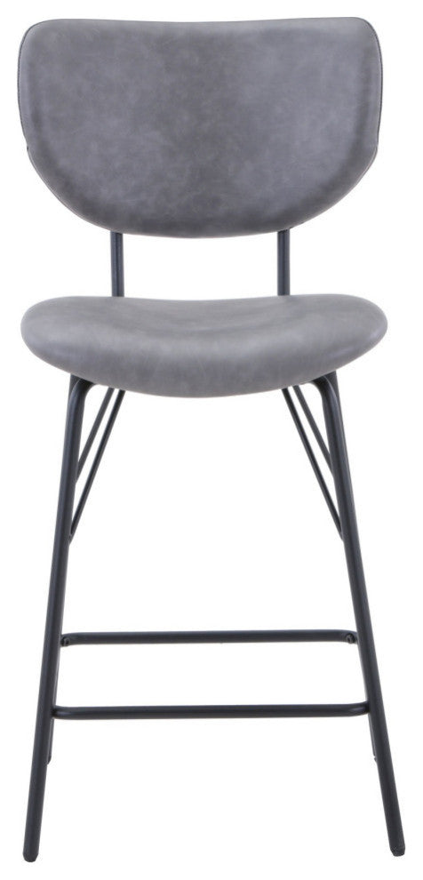 Modern Faux Leather Split-Back Upholstered Counter Height Barstool, Set of 2