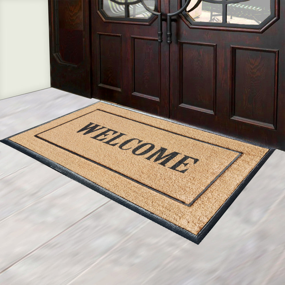 Natural Coir & Rubber Extra Large Doormat 30x60, Picture Frame Welcome