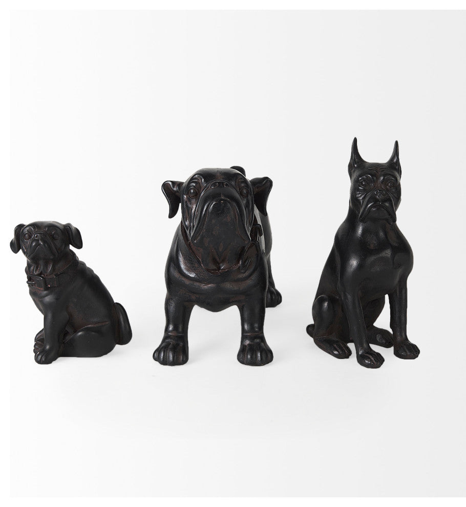 Rocky Black Resin Boxer Dog