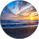 Cloudy Sky With Bright Full Yellow Sun, Beach Round Wall Art, 11"