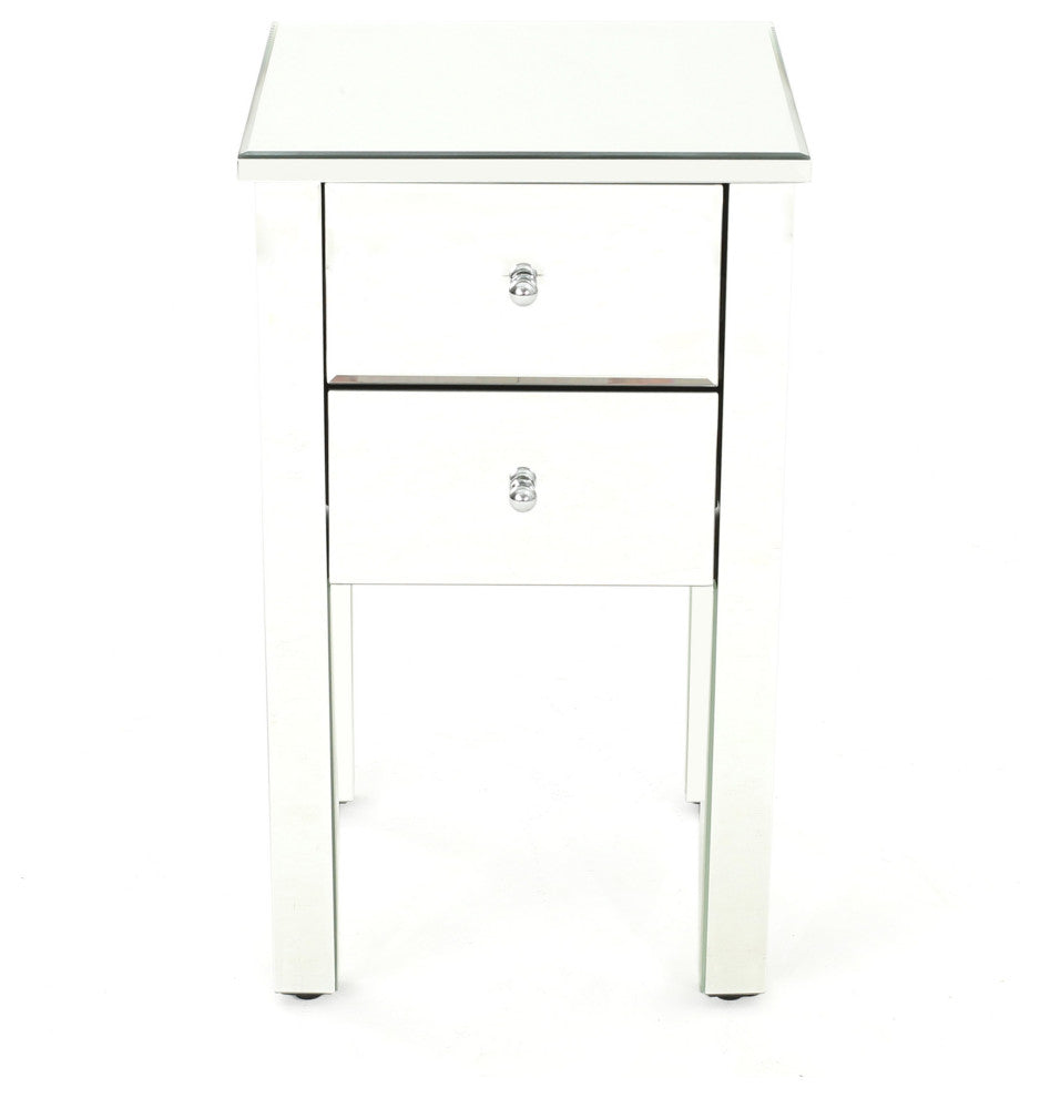 GDF Studio Seranade Mirror Finished 2-Drawer Side Table