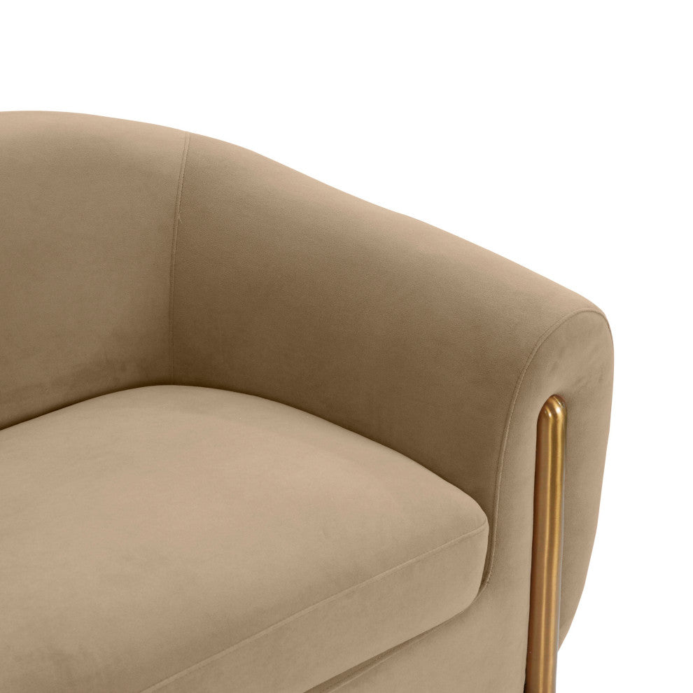 Lina Upholstered Sofa, Cafe Au Lait Brown Velvet