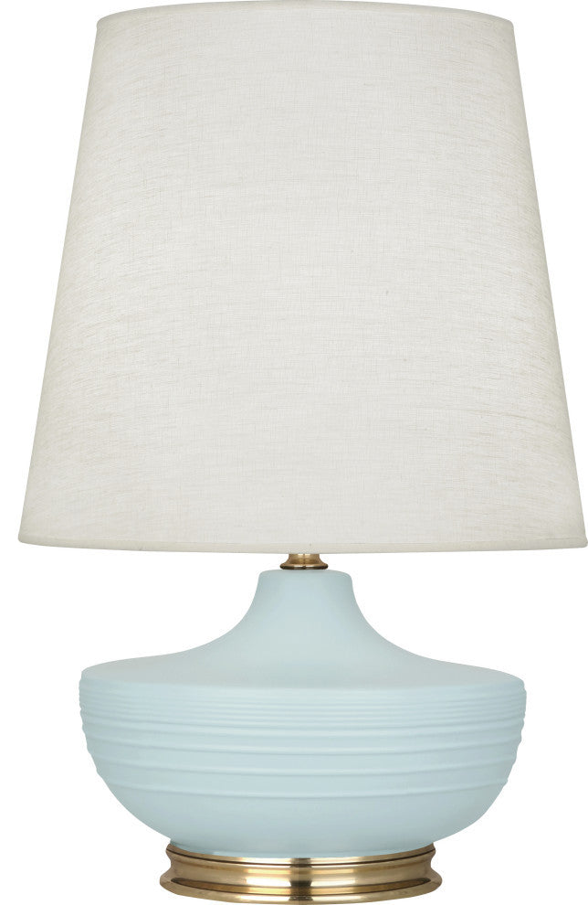 Michael Berman Nolan Table Lamp, Matte Sky Blue With Modern Brass