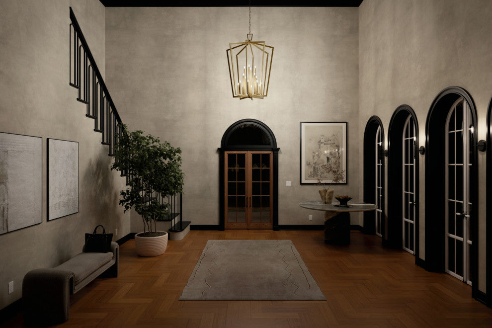 Abbotswell 49" 16 Light Foyer Pendant, Natural Brass