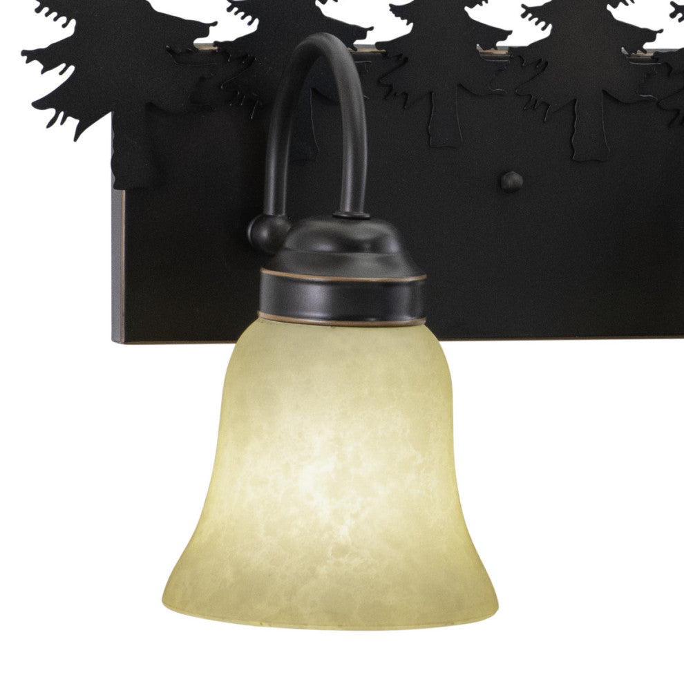 Bryce Bronze Rustic Bathroom Wall Fixture, Bear, 3-Light