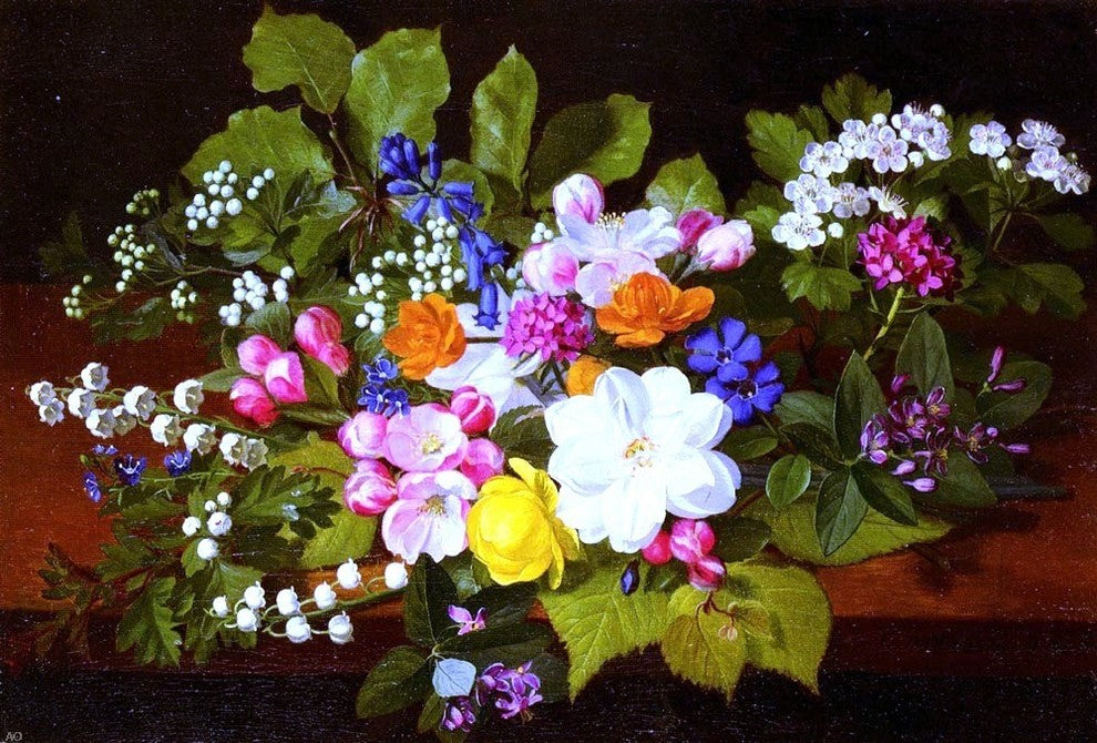 Otto Didrik Ottesen A Bouquet Of Spring Flowers On A Ledge Gallery Wrap Canvas