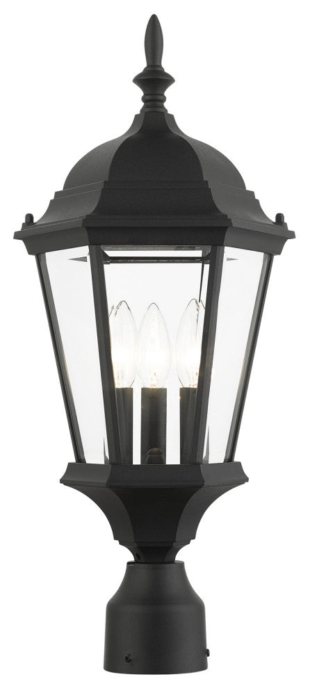 Textured Black Traditional, Historical, Outdoor Post Top Lantern
