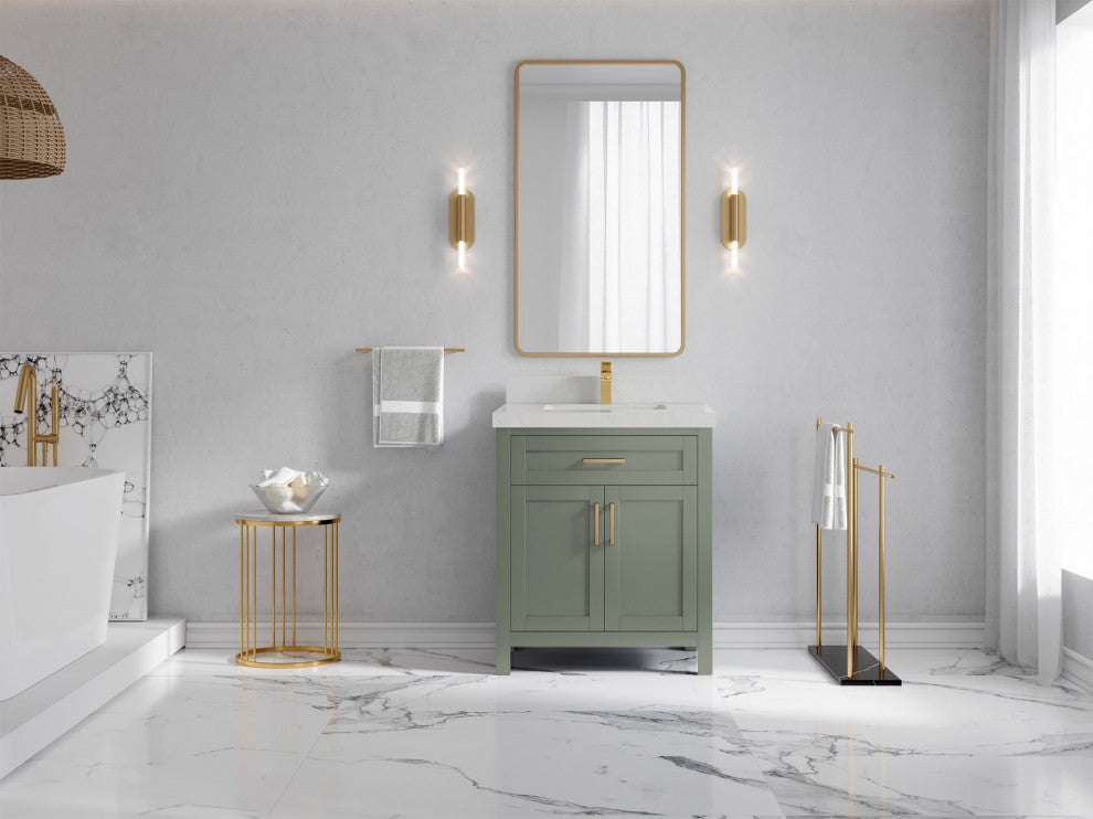Cambridge 30" Single Sink Bath Vanity in Evergreen 2" Carrara Quartz