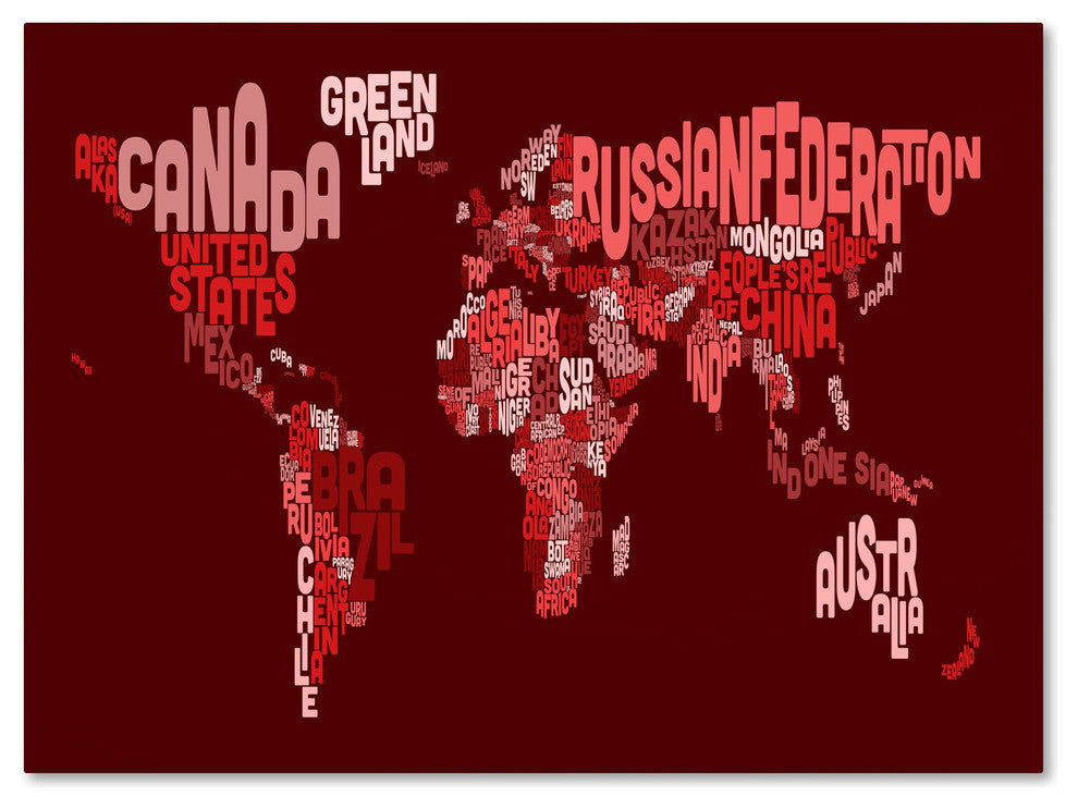 'World Text Map 3' Canvas Art by Michael Tompsett