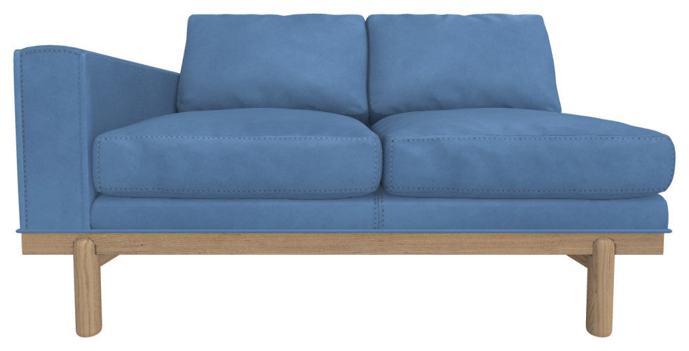 Cantor Left Arm Leather Sofa, Finish: Dove, Leather: Indigo Mist