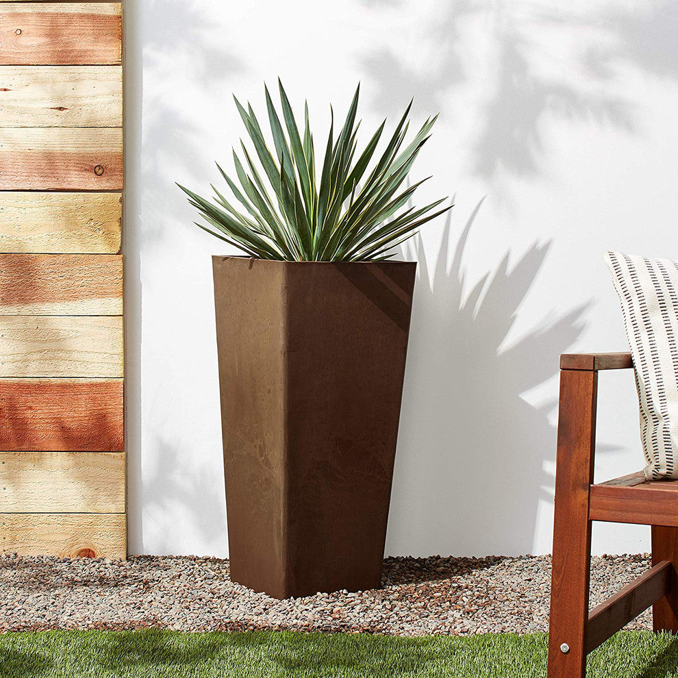 Contempo Tall Square Planter, Chocolate