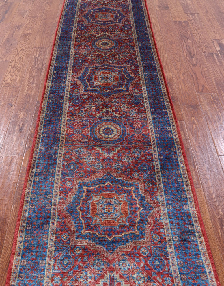 2' 8" X 9' 11" Mamluk Hand-Knotted Wool Runner Rug - Q12508