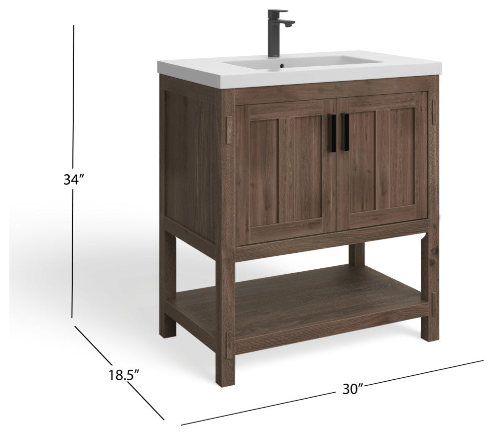 The Betsy Bathroom Vanity, Brown, 30", Single Sink, Freestanding