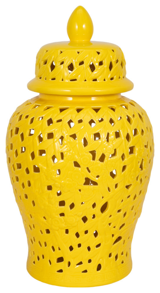 Pierced Yellow Temple Jar 24"