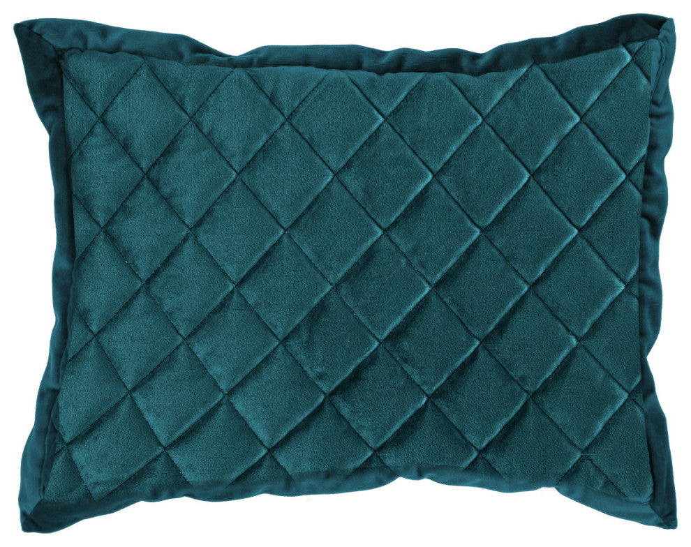 Velvet Diamond Quilted Boudoir Pillow, 12"x16", Teal, 1 Piece