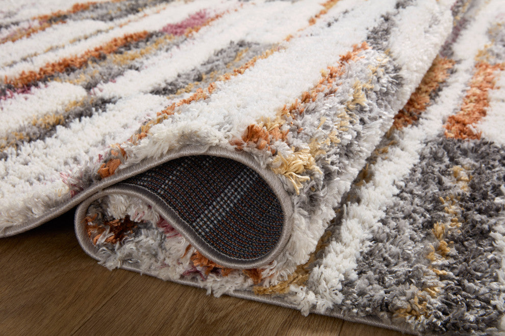 Loloi Levitt Shag Ivory / Sunset 18" x 18" Sample Rug