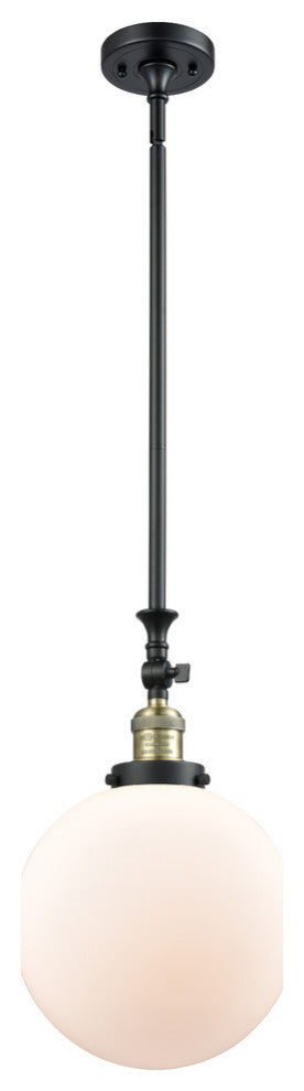X-Large Beacon 1-Light Mini Pendant, Black Antique Brass, Matte White