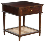 Maxwelton Acacia Wood and Cane Bed Side Table, Brown