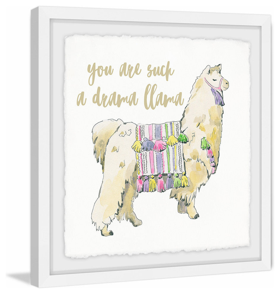 "Drama Llama" Framed Painting Print, 18"x18"