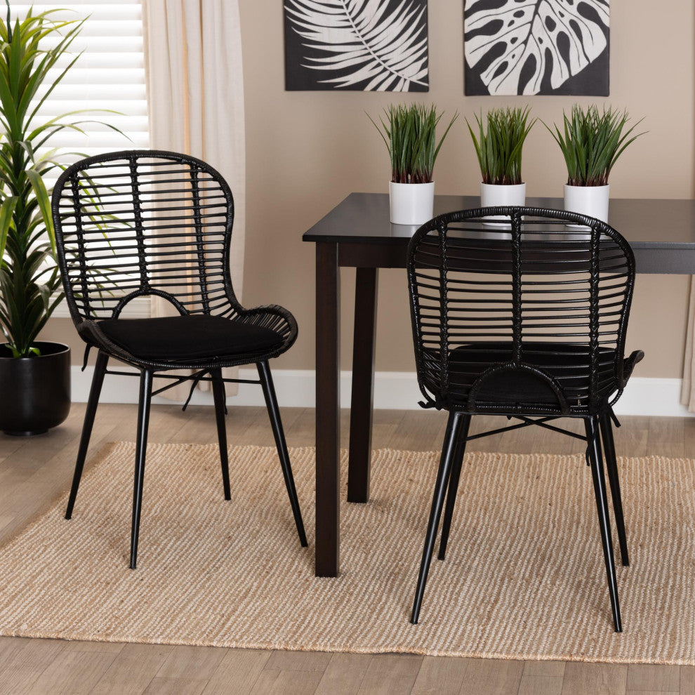Sheryl Rattan Dining Chairs, Set of 2, Black