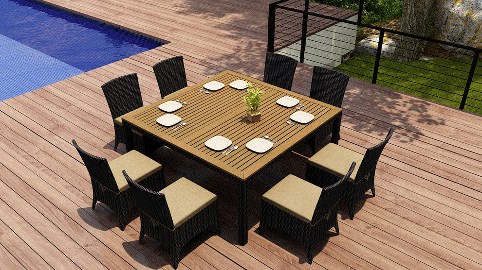 Arbor 9 Piece Square Dining Set, Heather Beige