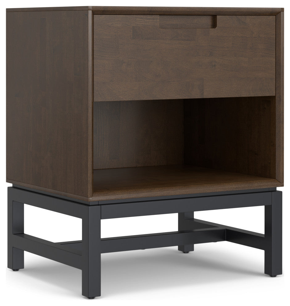 Banting Solid Hardwood Mid Century Nightstand, Walnut Brown