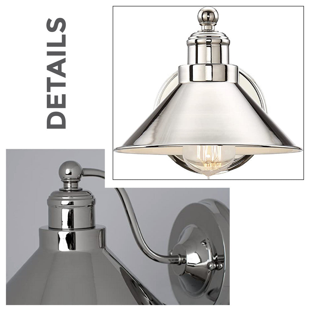 Polished Nickel bathroom wall sconce Metal bathroom wall sconces Industrial