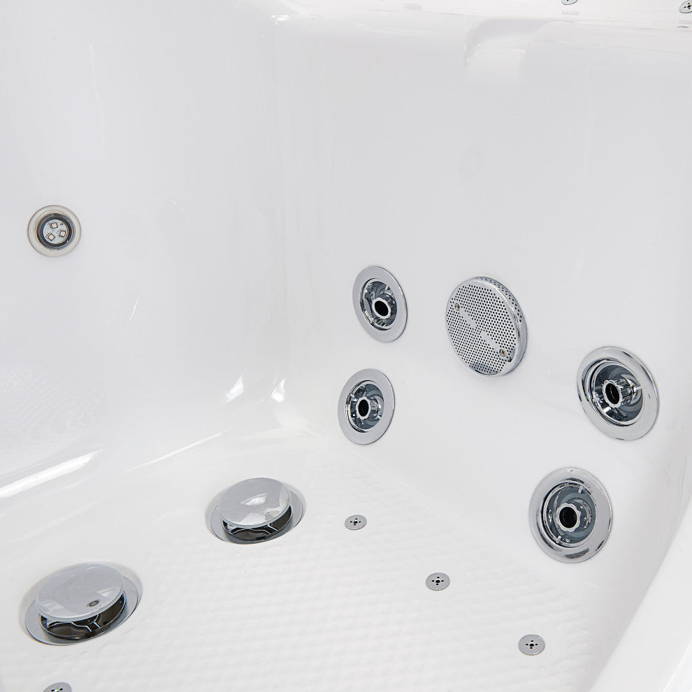 Ella Tub4Two 32"x60" Hydro+Air Massage+Foot Massage Acrylic Two Seat Walk, Tub
