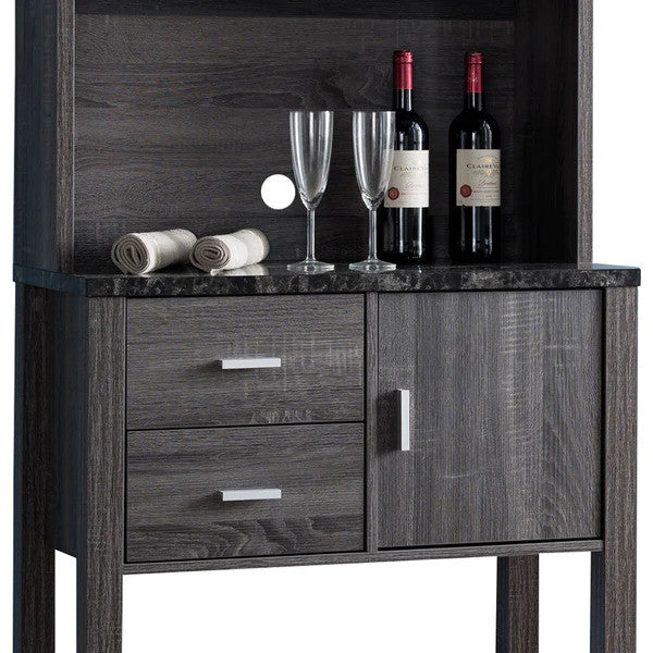 Benzara BM179597 Multi Storage Distressed Wooden Baker''s Rack, Gray