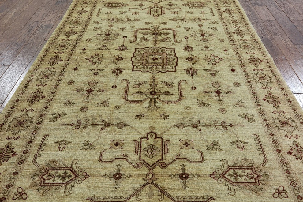 6x10 Ivory Oushak Collection Peshawar Quality Chobi Hand Knotted Area Rug H9393