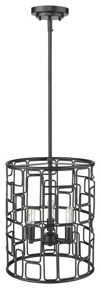 Amoret 3-Light Matte Black Convertible Pendant
