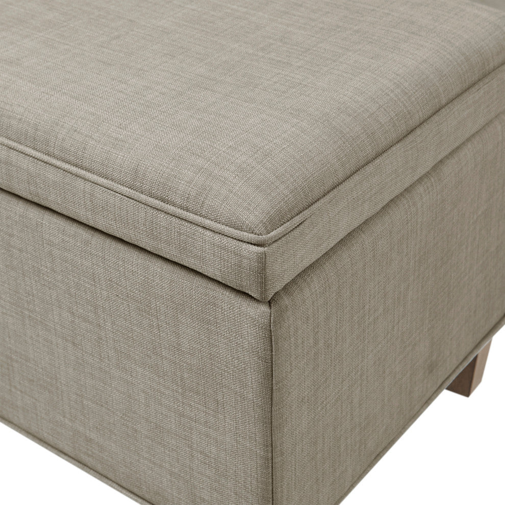 Martha Stewart Caymus Transitional Upholstered Storage Bench, Grey