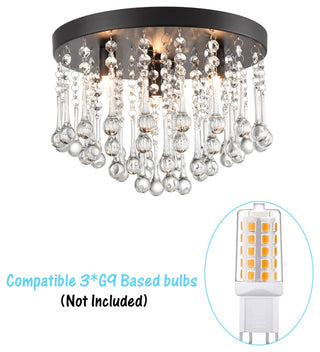 Modern Crystal Ceiling Light 3-Light Flush Mount Light Fixture