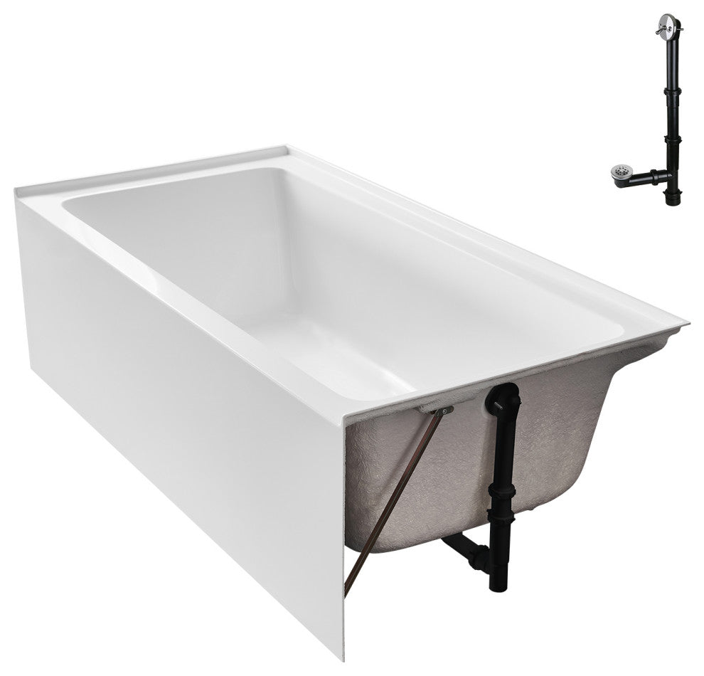 GA-306-14-CH 66"x32" Acrylic Alcove Bathtub, Polished Chrome Drain