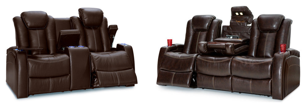 Seatcraft Republic Home Theater Seating, Brown, Sofa and Loveseat