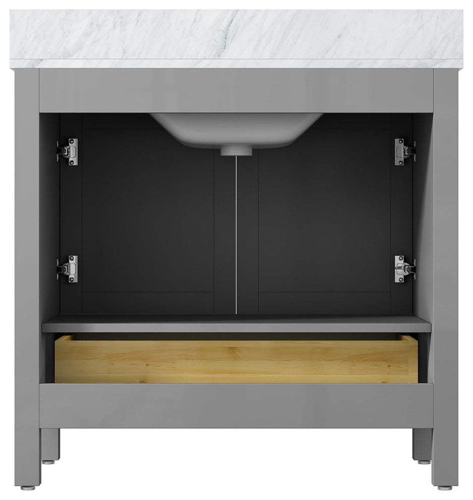 36" Plywood Freestanding Bathroom Vanity Set with Drawer and Doors, Grey